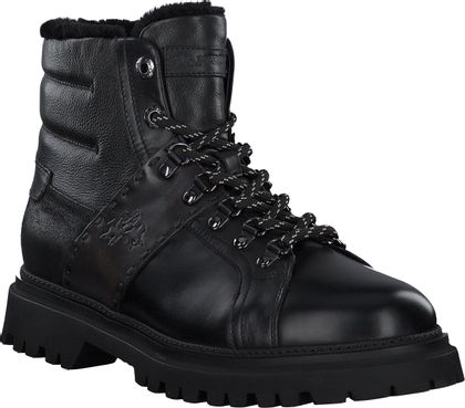 La Martina Herren-Schnürboots aus Leder 291001968638 (Schwarz)