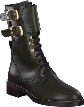 Pertini Damen-Schnürboots aus Leder 105691968477 (Oliv)