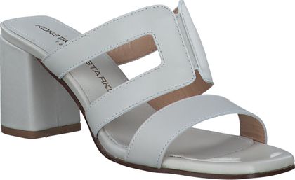 Konstantin Starke Damen-Pantoletten aus Leder 181701031299 (Weiß/Grau)