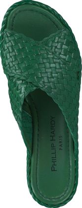 Phillip Hardy Damen-Pantoletten aus Leder 180600020138 (Dunkelgrün)