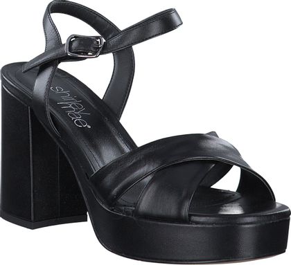 Shirley Mae Plateau-Sandaletten aus Leder 183001024247 (Schwarz)