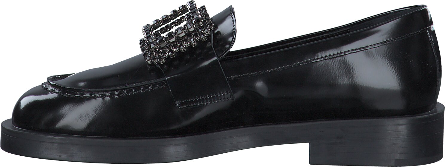 DESA Damen-Slipper Echtleder - Schwarzes Lackleder Mit Metallakzenten, Bequem & Stilvoll