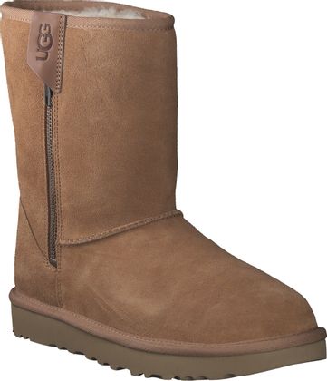 UGG CLASSIC SHORT BAILEY ZIP Damen-Winterboots aus Leder 192222000026 (Braun)