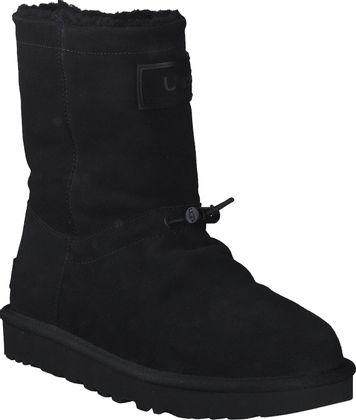 UGG CLASSIC SHORT TOGGLER Damen-Winterboots aus Leder 192002000015 (Schwarz)