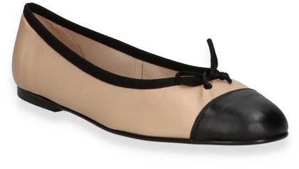 Shirley Mae Damen-Ballerinas aus Leder 103381000006 (Beige/Schwarz)