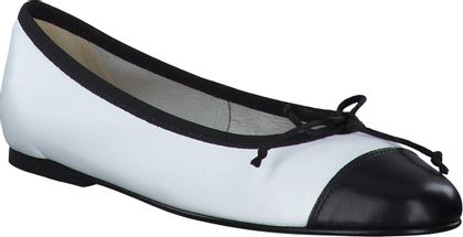 Shirley Mae Damen-Ballerinas aus Leder 103781000001 (Weiß/Schwarz)