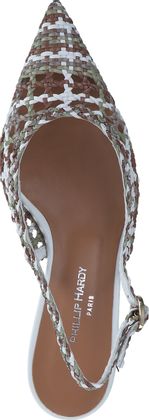 Phillip Hardy Damen-Slingpumps aus Leder 131680000000 (Oliv/Braun/Weiß)
