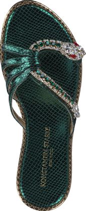 Konstantin Starke Damen-Pantoletten 180605000000 (Dunkelgrün)