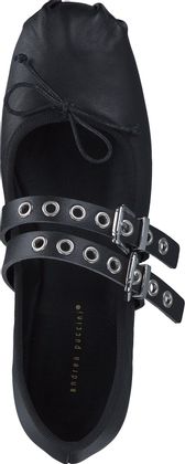 Andrea Puccini Damen-Ballerinas aus Leder 103001000014 (Schwarz)