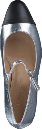 Phillip Hardy Damen-Spangenpumps aus Leder 120981000001 (Silber/Schwarz)