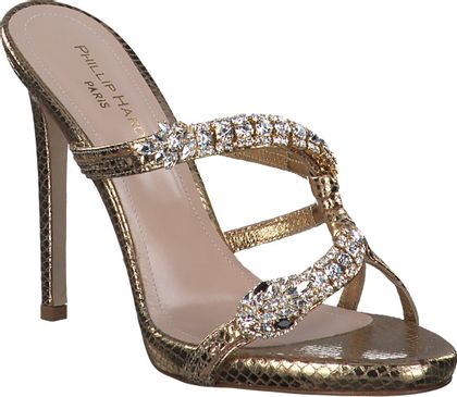 Phillip Hardy Damen-Pantoletten aus Leder 181905000002 (Gold)