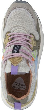 Flower Mountain YAMANO Damen-Schnürschuhe mit Teddyfell 101386000001 (Beige/Bunt)