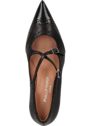 Phillip Hardy Damen-Riemchenpumps aus Leder 121001000005 (Schwarz)