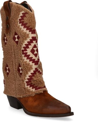 Konstantin Starke Damen-Western Boots mit Teddyfell 107222000011 aus Leder (Braun/Bunt)