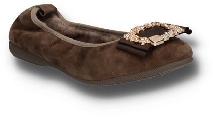 La Ballerina Ballerinas für Damen mit Warmfutter 193222000007 (Taupe)