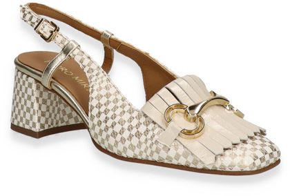 Pedro Miralles Damen-Slingpumps 131381000005 aus Leder (Beige/Bunt)