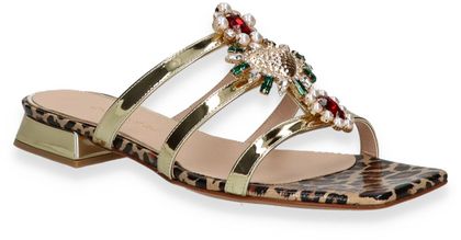 Konstantin Starke Damen-Pantoletten aus Leder 180981000000 (Gold/Bunt)