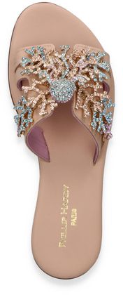 Phillip Hardy Damen-Pantoletten aus Leder 180301000006 (Beige)