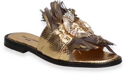 Phillip Hardy Damen-Pantoletten aus Leder 180901000013 (Gold)