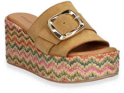 Konstantin Starke Damen-Pantoletten aus Leder 183222000013 (Mittelbraun/Bunt)