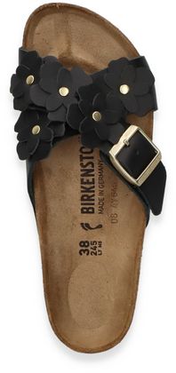 Birkenstock SIENA FLOWER 2 EMBELLISHMENT Damen-Pantoletten aus Leder 591001000004 (Schwarz/Gold)