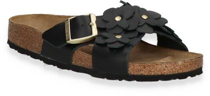 Birkenstock SIENA FLOWER 2 EMBELLISHMENT Damen-Pantoletten aus Leder 591001000004 (Schwarz/Gold)