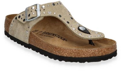 Birkenstock GIZEH RIVET BORDER Damen-Zehentrenner 591222000002 (Hellbraun)