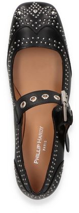 Phillip Hardy Damen-Riemchenpumps aus Leder 121001000014 (Schwarz)