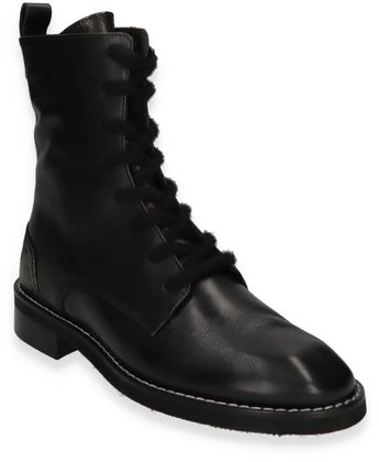 Donna Carolina Damen-Schnürboots aus Leder 102001000141 (Schwarz)