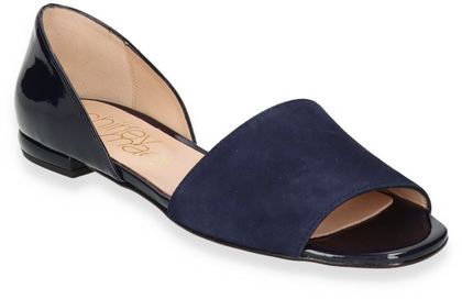 Shirley Mae Damen-Peep-Toe-Ballerinas aus Leder 120102000005 (Dunkelblau)