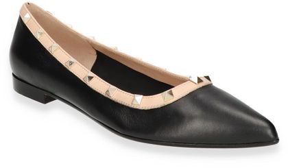 Shirley Mae Damen-Ballerinas aus Leder 120081000000 (Schwarz/Beige)