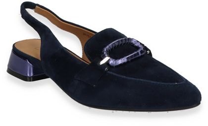 DI LAURO Damen-Slingpumps aus Leder 130102000006 (Dunkelblau)