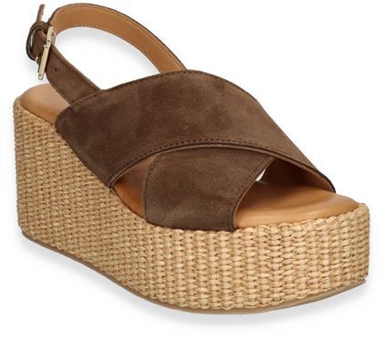 Konstantin Starke Damen-Keilabsatz-Sandalen aus Leder 183202000003 (Dunkelbraun)