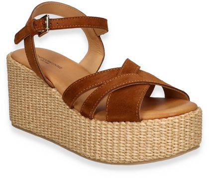 Konstantin Starke Damen-Keilabsatz-Sandalen aus Leder 183222000016 (Mittelbraun)