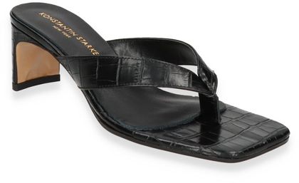 Konstantin Starke Damen-Zehentrenner aus Leder 189005000003 (Schwarz)