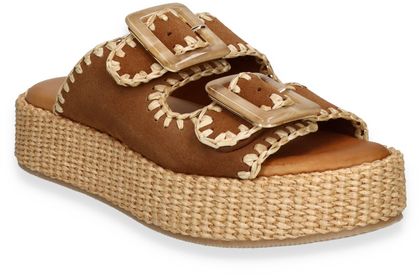 Konstantin Starke Damen-Pantoletten aus Leder 183222000015 (Mittelbraun)