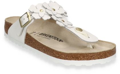 Birkenstock GIZEH FLOWER Damen-Zehentrenner aus Leder 591701000000 (Weiß)
