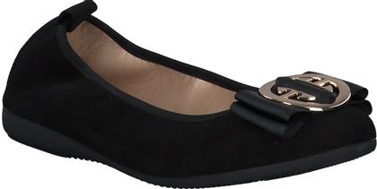 La Ballerina Damen-Ballerinas aus Leder 103002981288 (Schwarz)