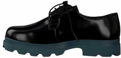 Damen Schuhe Flache Schuhe Schnürschuhe und Schnürstiefel Camper Leder Schnürschuhe mit Pony in Schwarz 