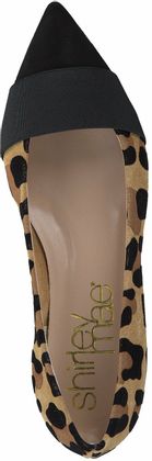 Shirley Mae Damen-Ballerinas aus Leder 103382775782 (Schwarz/Beige)