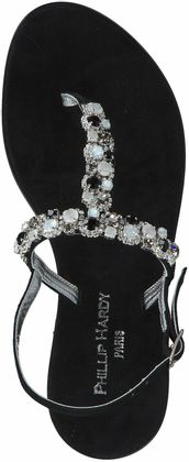 Phillip Hardy Damen-Zehentrenner aus Leder 189002772173 (Schwarz)