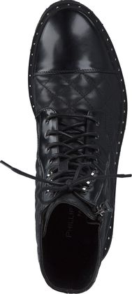 Phillip Hardy Damen-Schnürboots aus Leder 102001722467 (Schwarz)