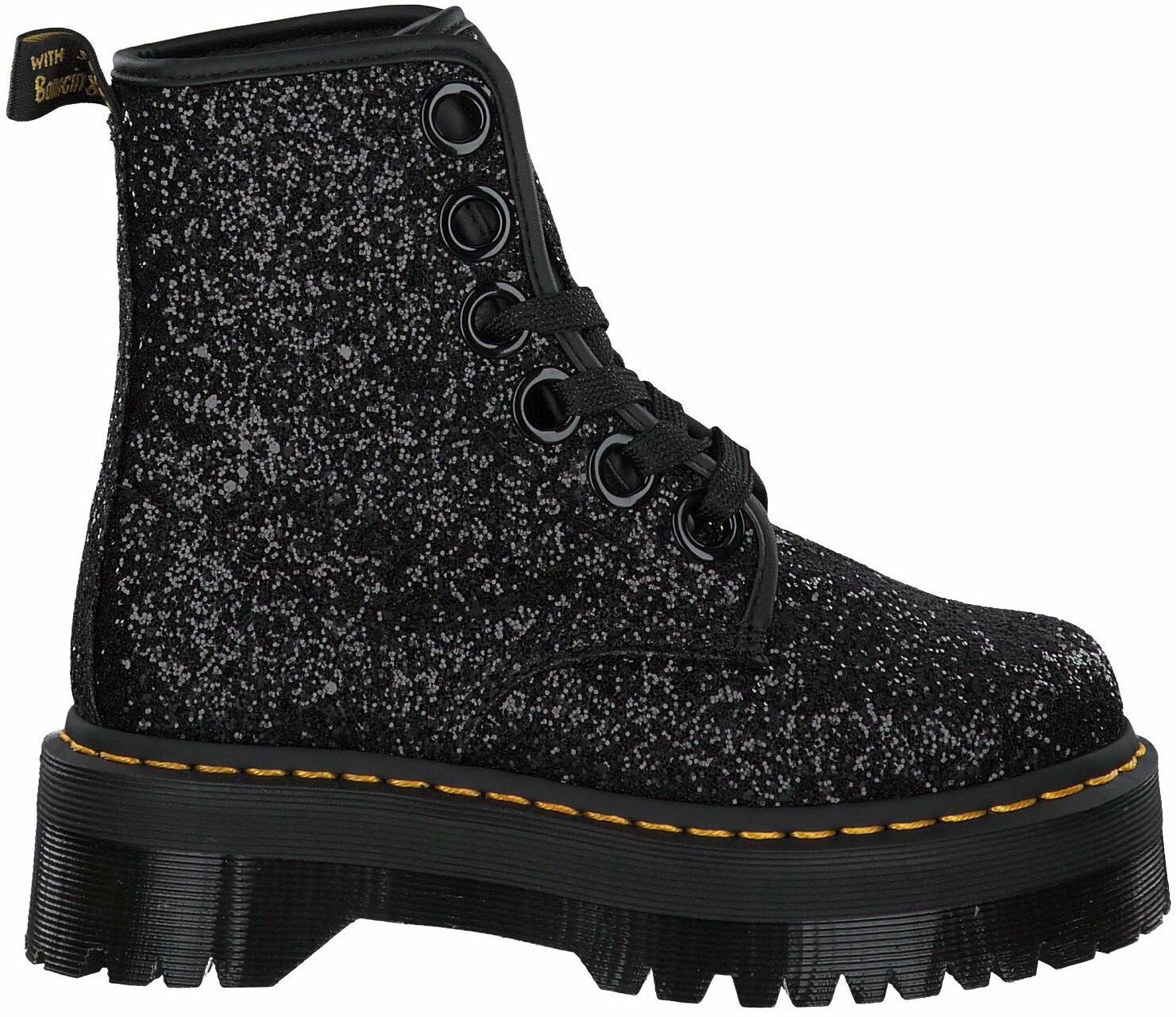 Dr. martens molly shop glitter damen stiefel schwarz