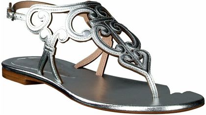 Unützer Venice Damen-Zehentrenner aus Leder 189911817818 (Silber)