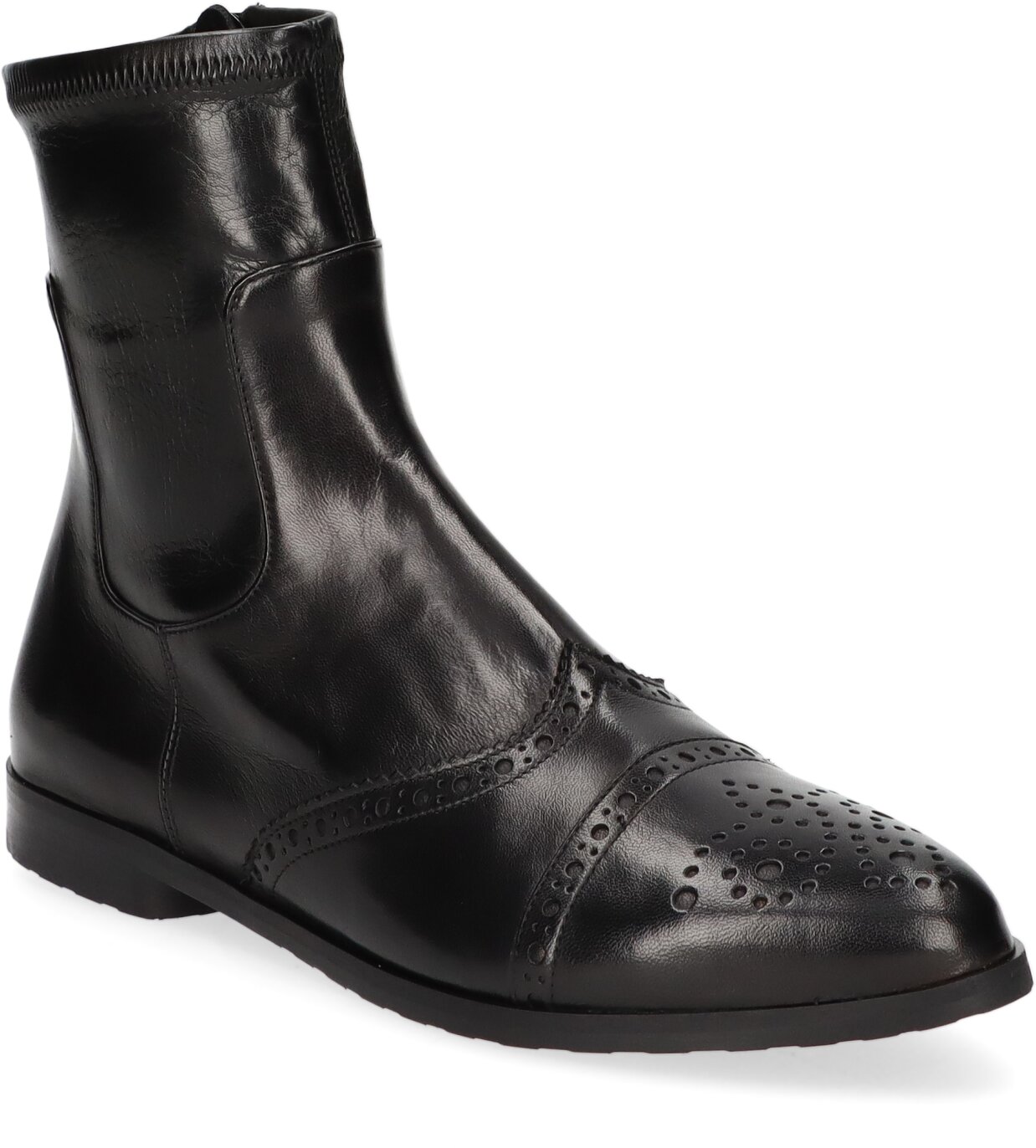 Trumans Stiefelette outlet Leder Echtleder schwarz Absatz Schnalle