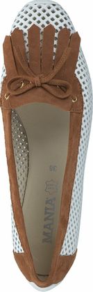 Mania Damen-Slipper aus Leder 100781952035 (Weiß/Bunt)